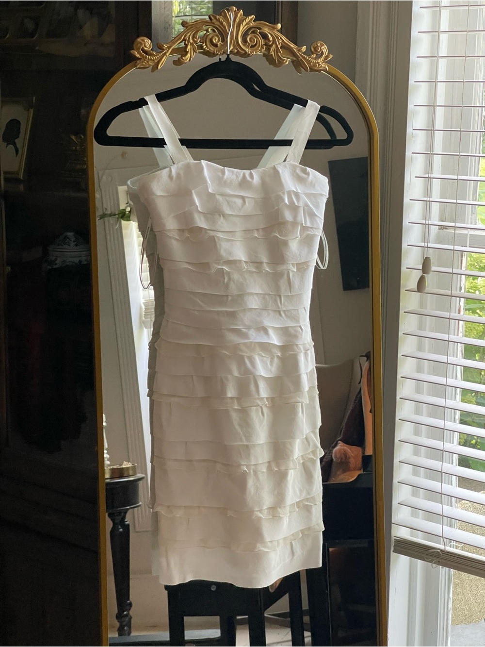Phoebe Couture Y2K Vintage Silk and Cotton Ruffle White Ivory Tiered Mini Dress